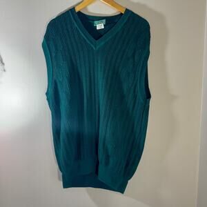 90s Michael Thomas Ltd Teal Egyptian Nile Cotton Knit Sweater Vest Made in USA